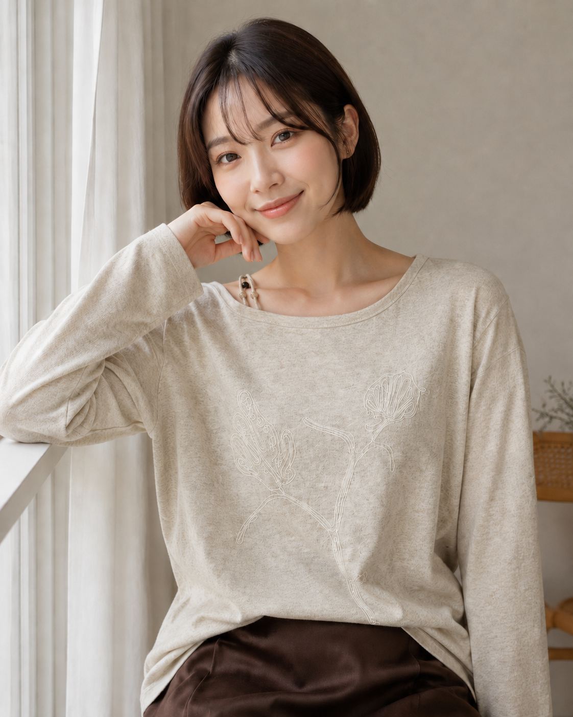 Cotton Linen Off-Shoulder Top