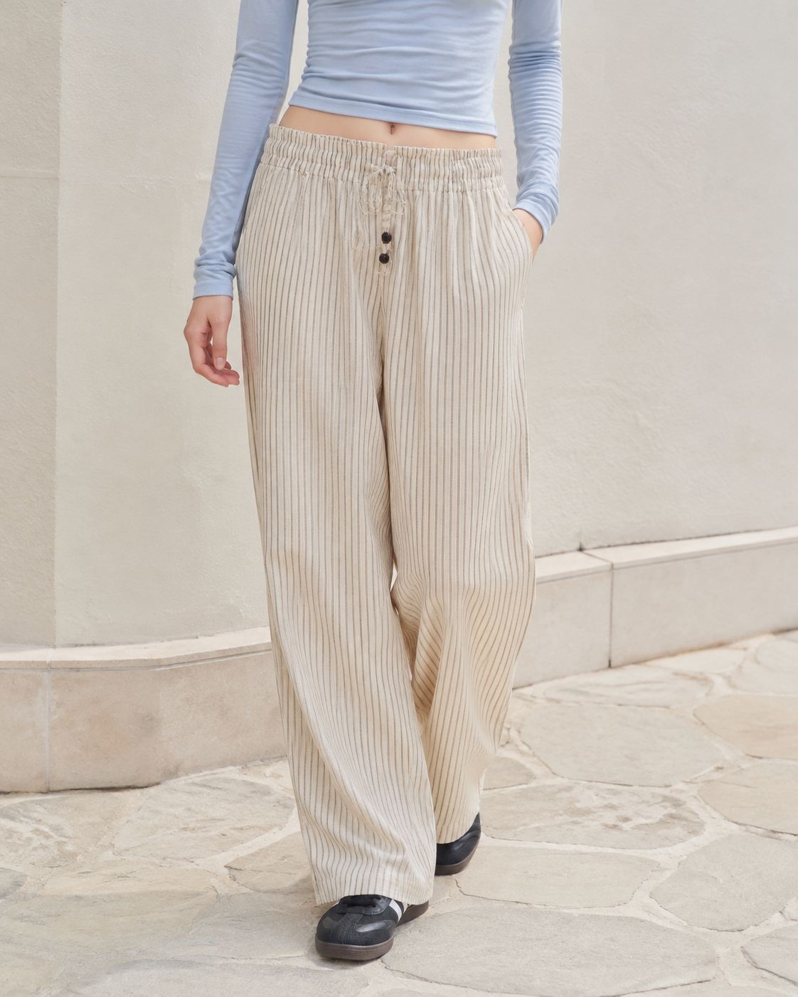 Cotton Linen Stripe Trouser