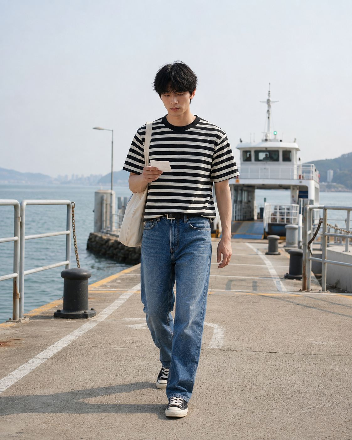 S Cotton Linen Striped Shirt