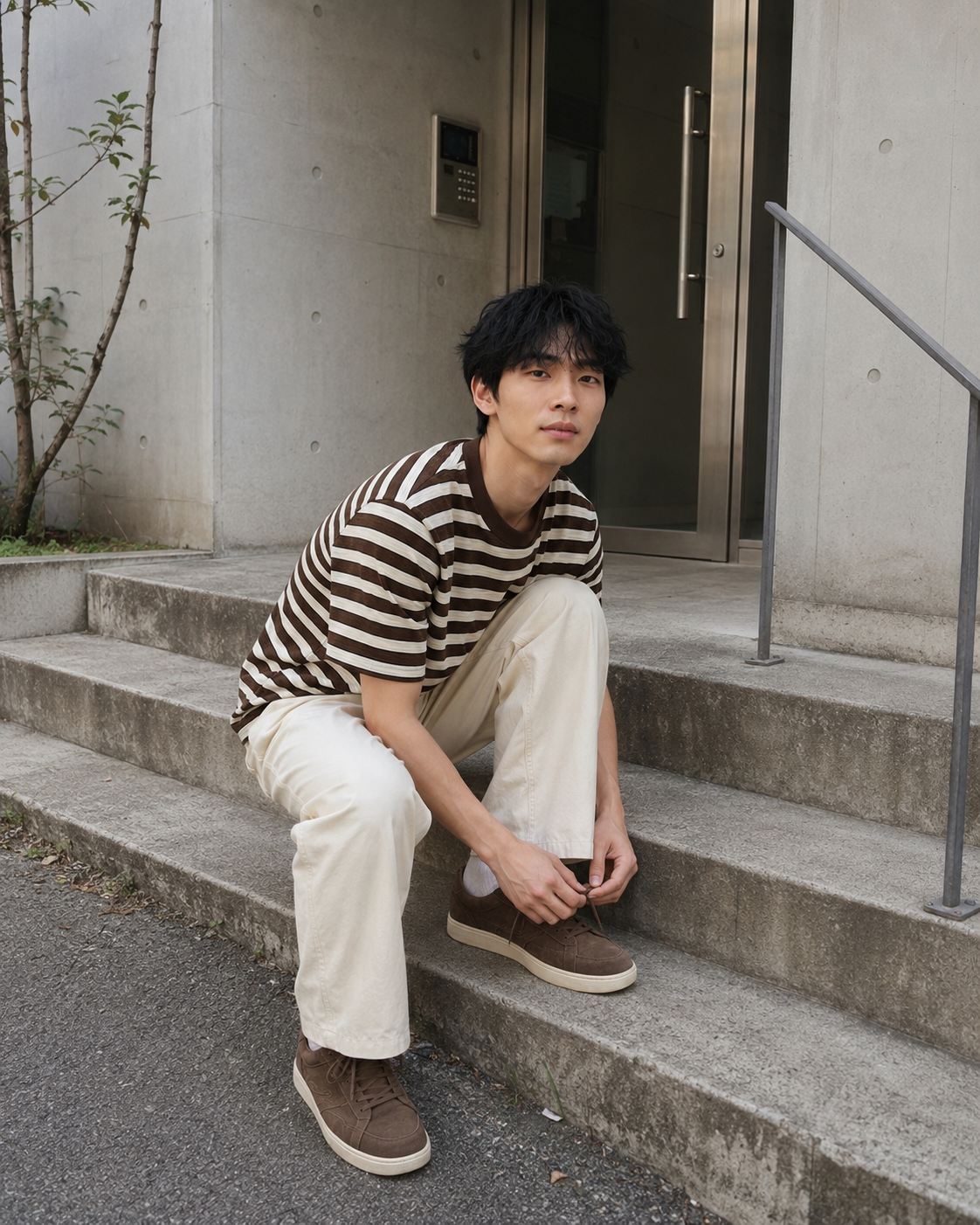 S Cotton Linen Striped Shirt
