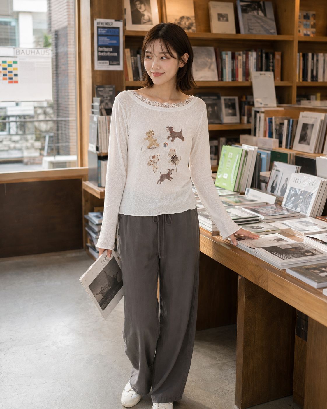 Off-Shoulder Printed T Shirt