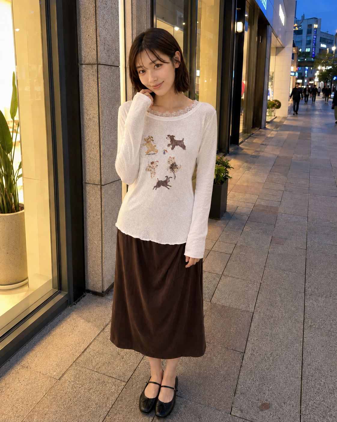 Off-Shoulder Printed T Shirt