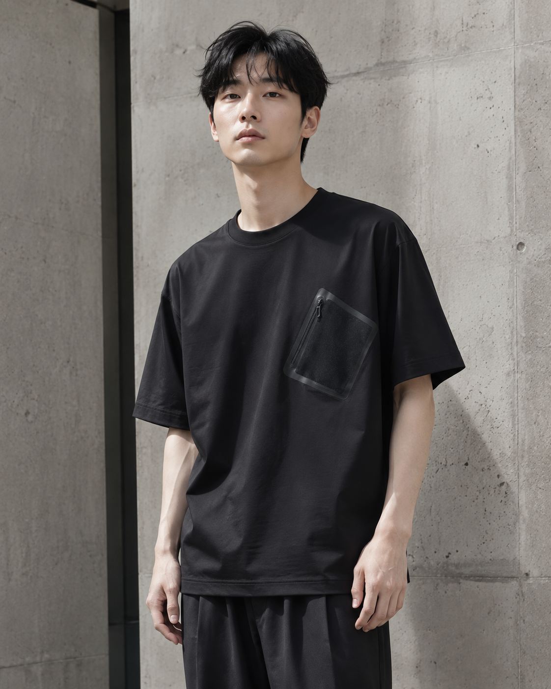 Pocket Zipper T Shirt - D1187
