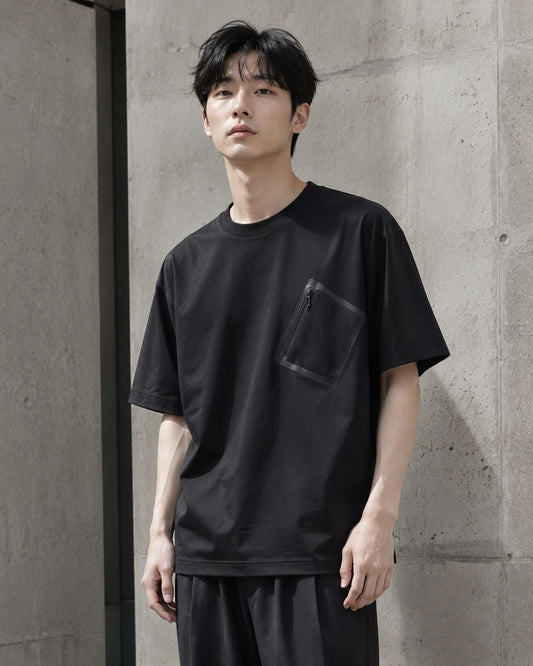 Pocket Zipper T Shirt - D1187