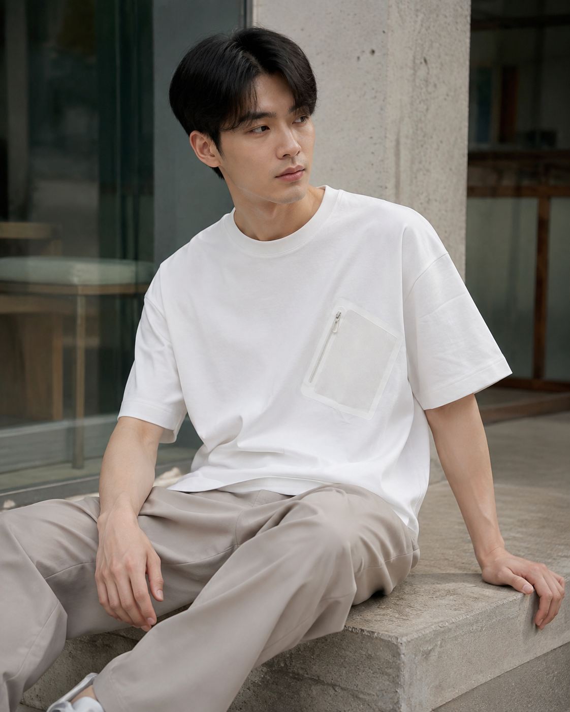 Pocket Zipper T Shirt - D1187