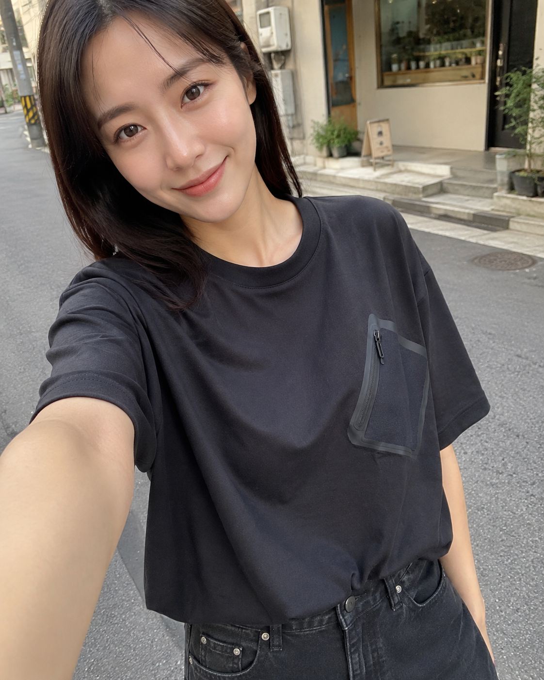 Pocket Zipper T Shirt - D1187