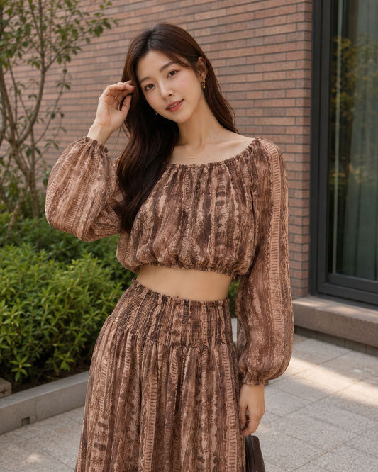 M - Printed Top & Dress Set