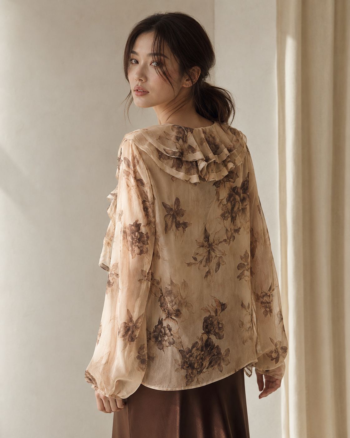 M - Ruffle Print Top