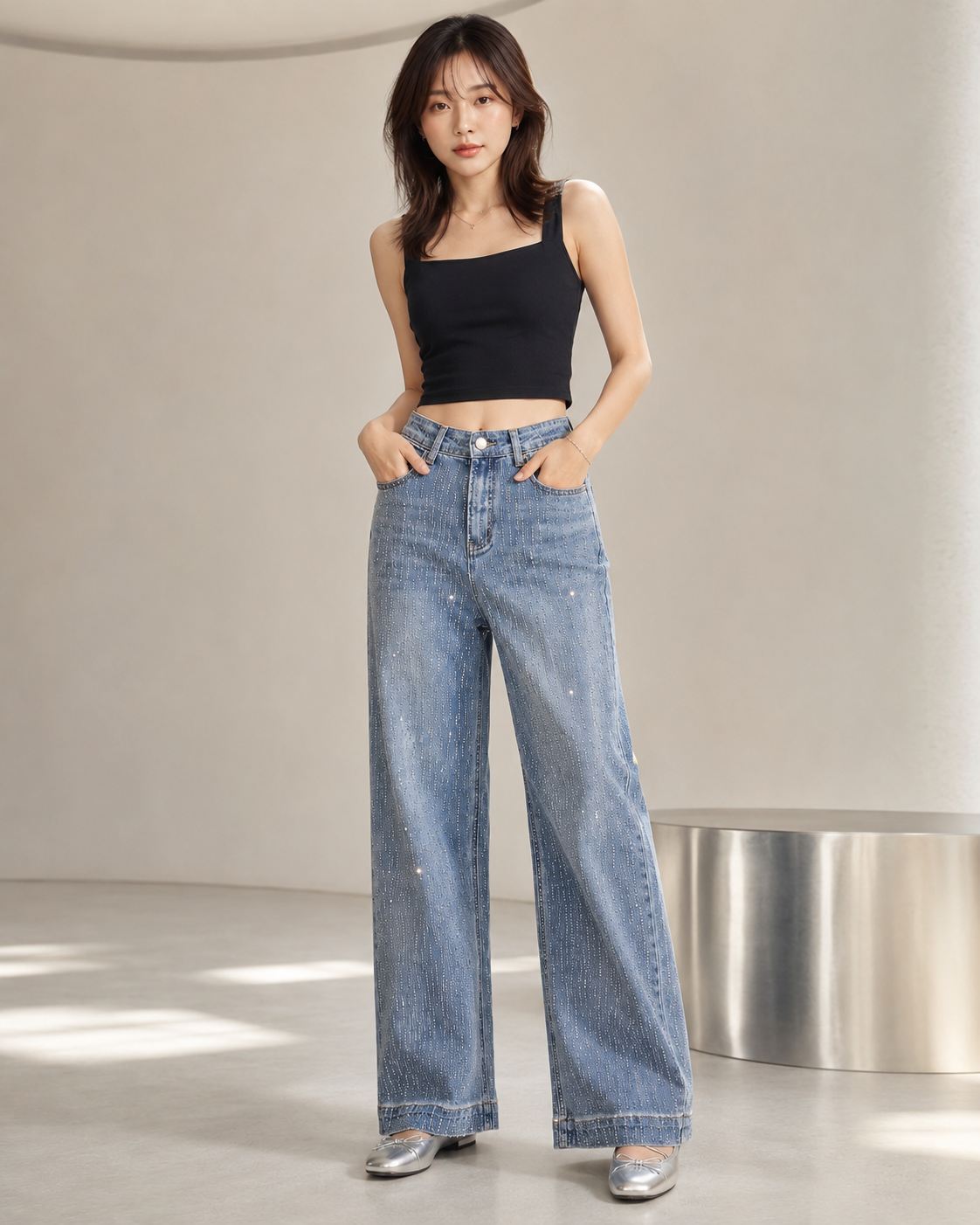 Sparkly Straight Cut Jeans