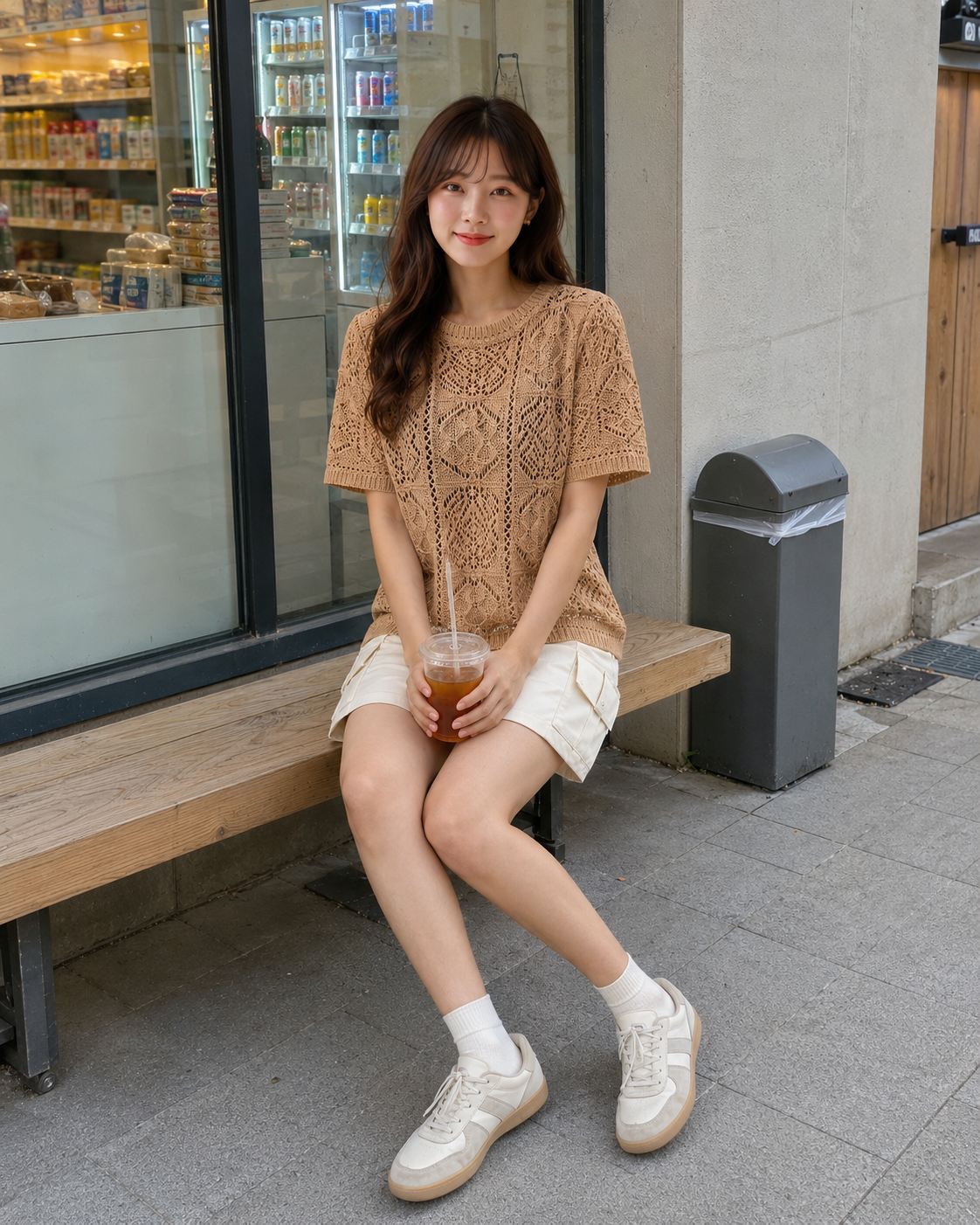Square Stitched Knit Top