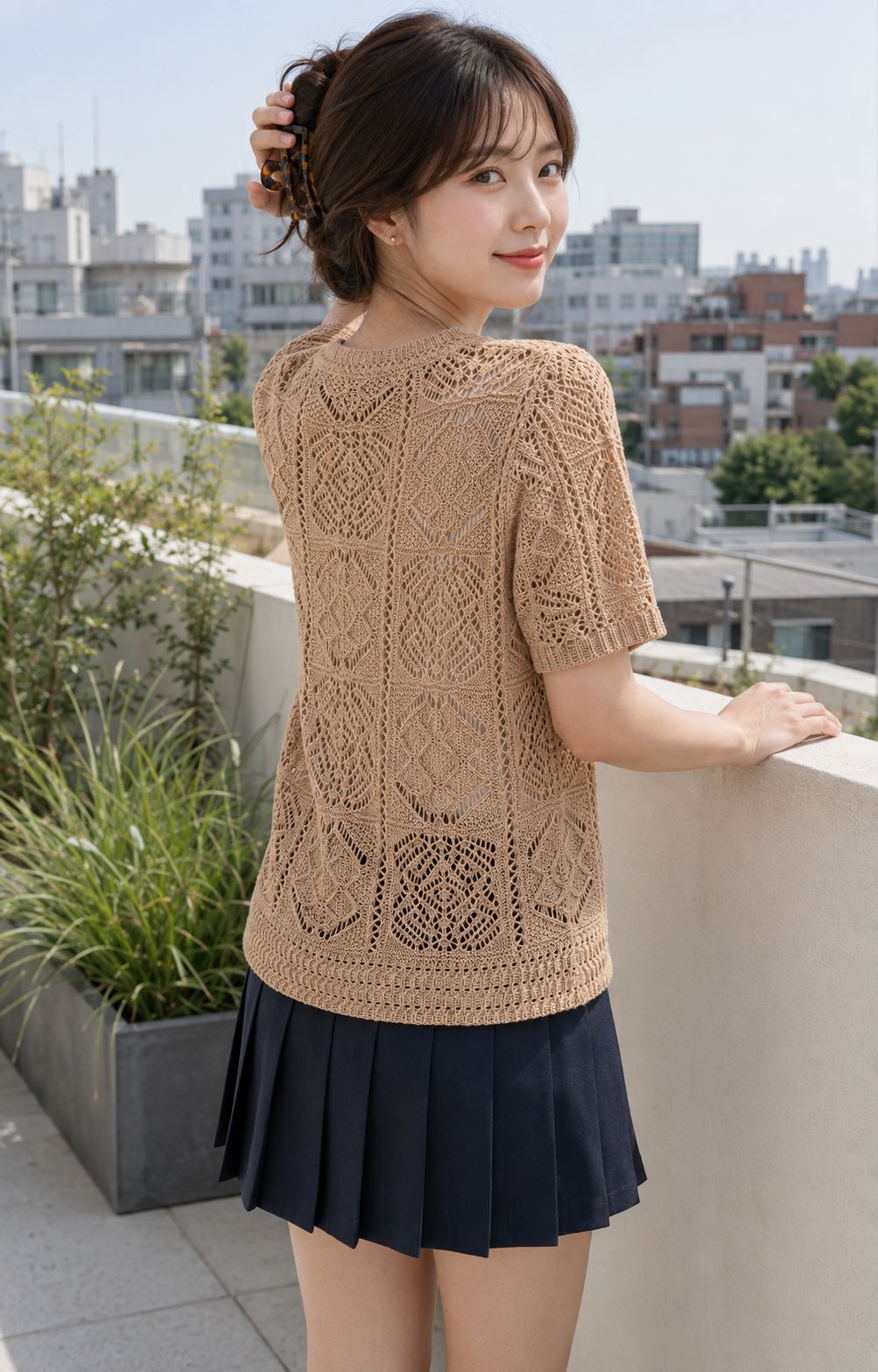 Square Stitched Knit Top