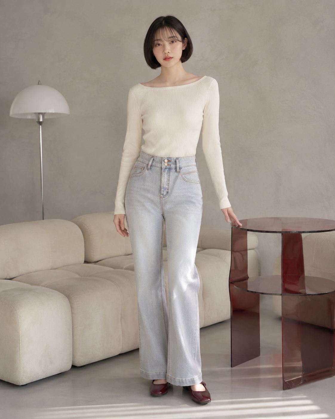 Stretchy Straight Cut Jeans