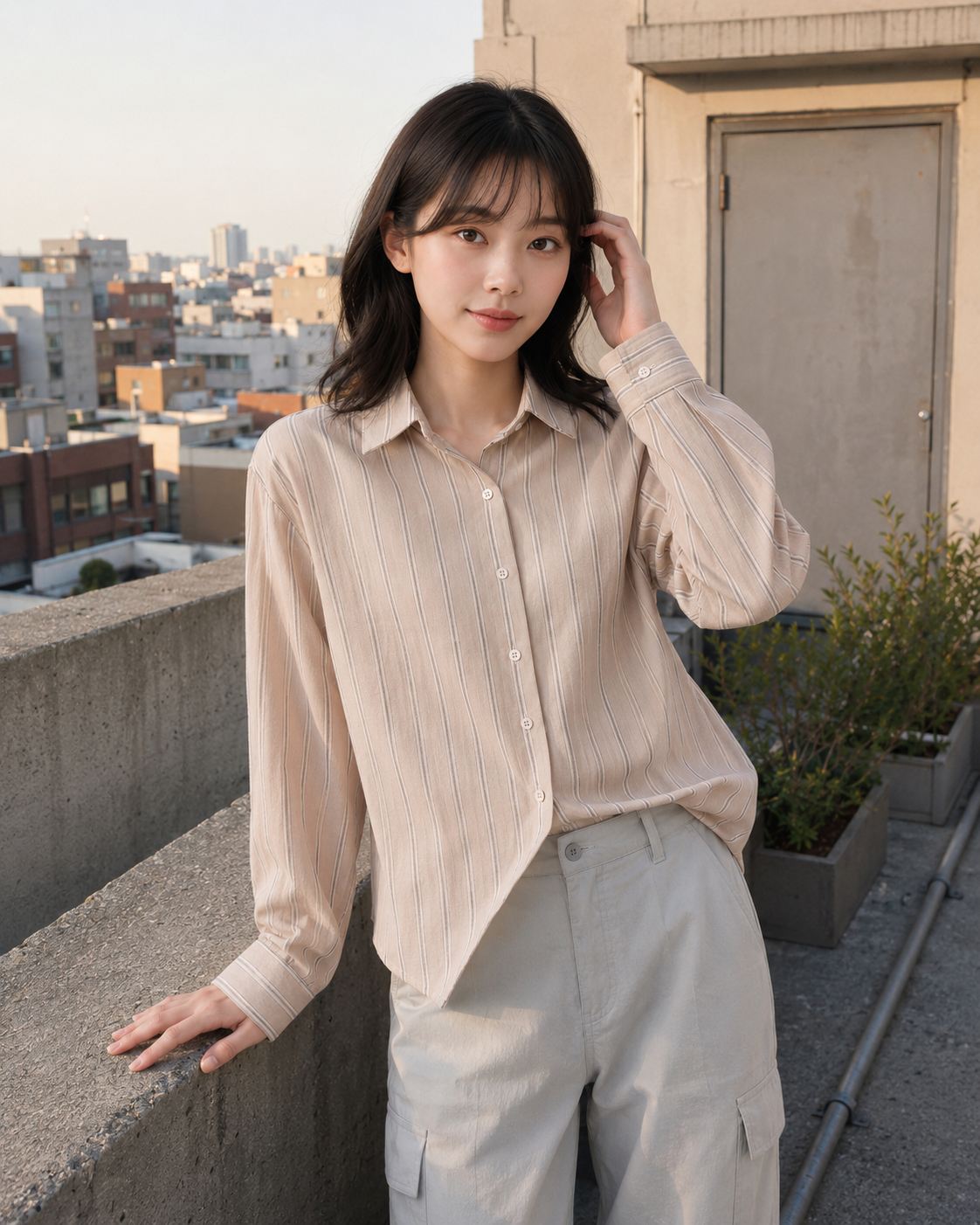Striped Button Shirt 2692