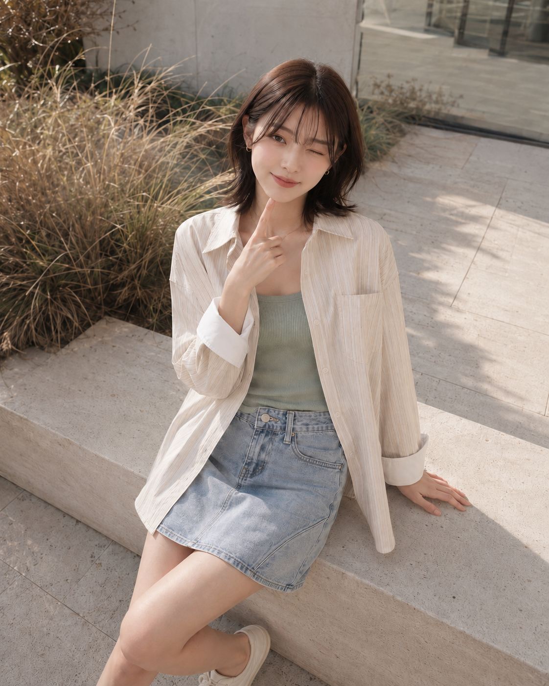 Striped Tie-Up Shirt