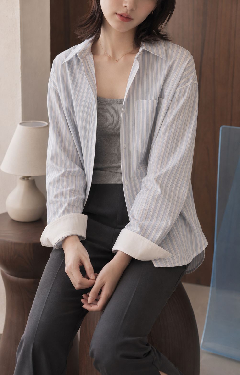 Striped Tie-Up Shirt