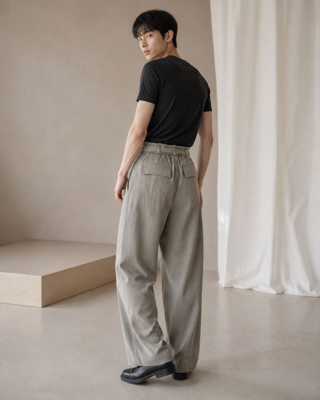 S Unisex Belt Cotton Pants